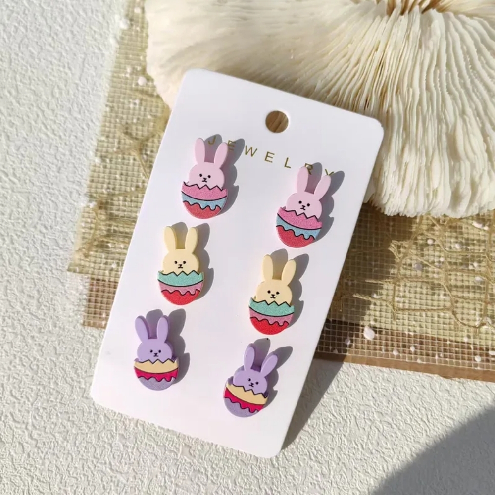 *HOST PICK* Easter Egg Rabbit Earrings 3 PR